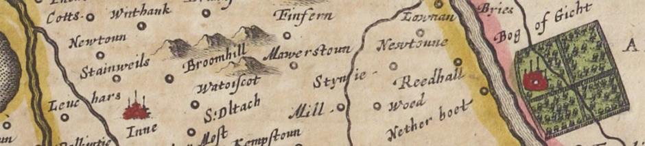 Mawerstoun (center) from Blaeu's Atlas, 1659